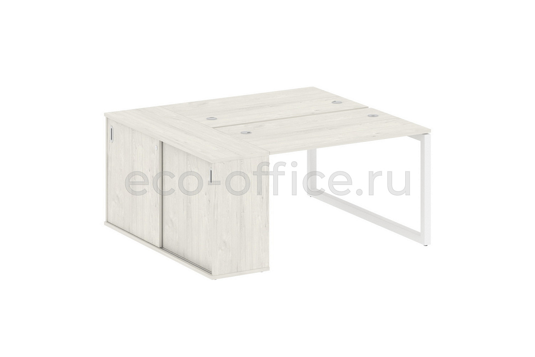Рабочая станция с опорным шкафом-купе METAL SYSTEM QUATTRO 5x5 50БО.РС-СШК-1.2 Дуб Наварра / Белый металл  стоимость