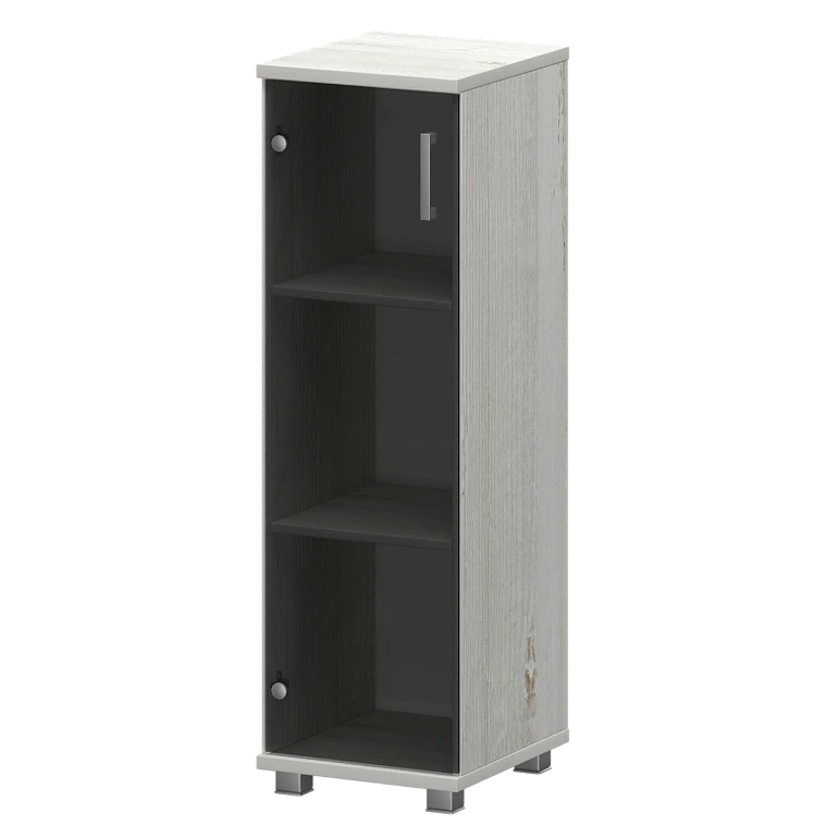 стеллаж низкий узкий с стеклянным фасадом protech "нт-440;нт-601стл" сосна винтер фото