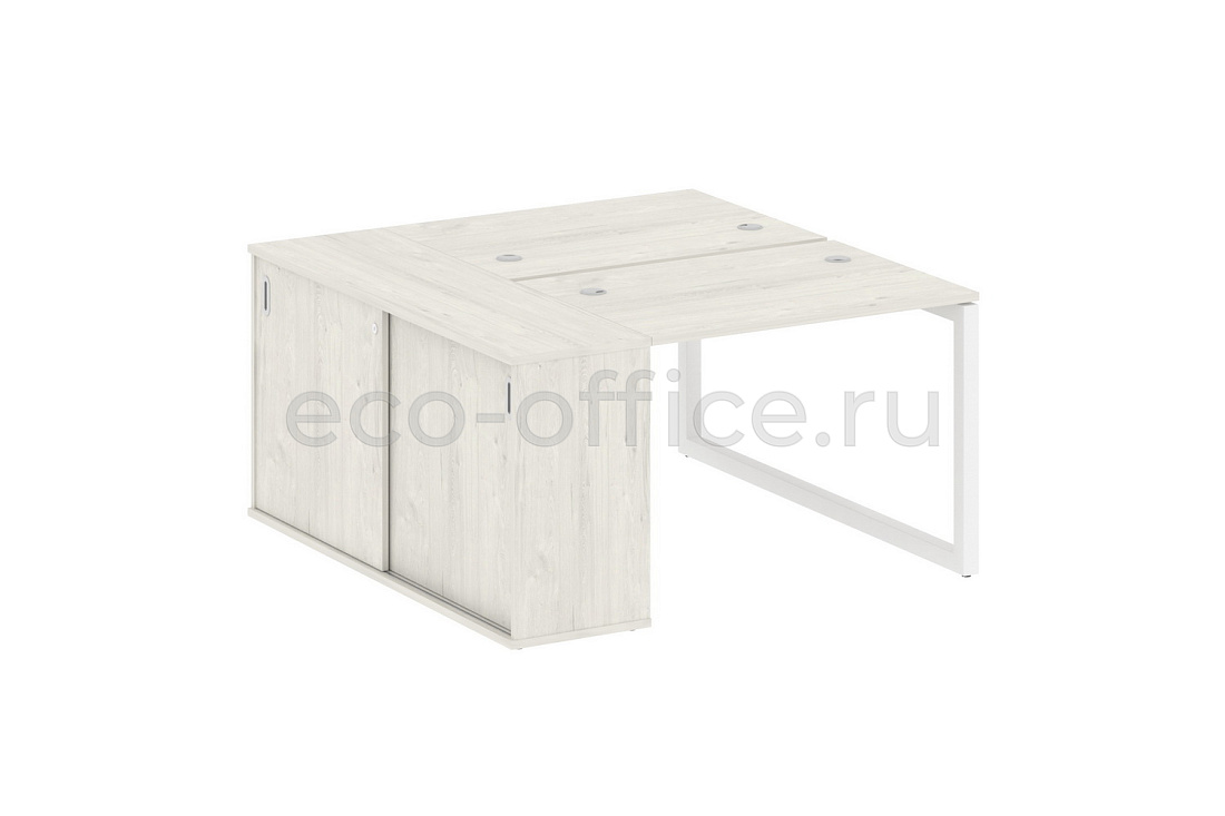 Рабочая станция с опорным шкафом-купе METAL SYSTEM QUATTRO 5x5 50БО.РС-СШК-1.1 Дуб Наварра / Белый металл  стоимость