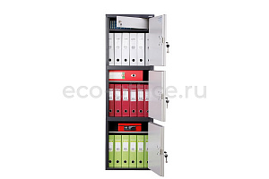 Шкаф бухгалтерский AIKO SL-150/3T Графит (RAL 7024) / Светло-серый (RAL 7038) фото