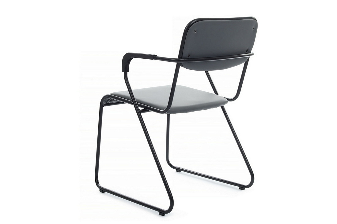 кресло rv chair nix plus omkl-03b серая экокожа / чёрный металл фото
