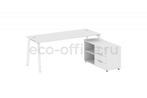 Рабочая станция с опорной тумбой METAL SYSTEM STYLE БА.РС-СТС-2.5 (R) Белый / Белый металл фото