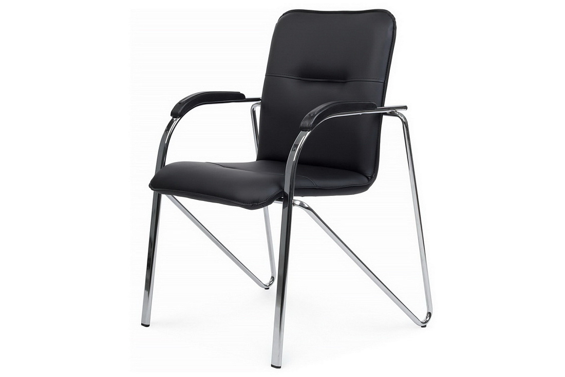 конференц-кресло rv chair самба на гальванических опорах smb-03h чёрная экокожа фото