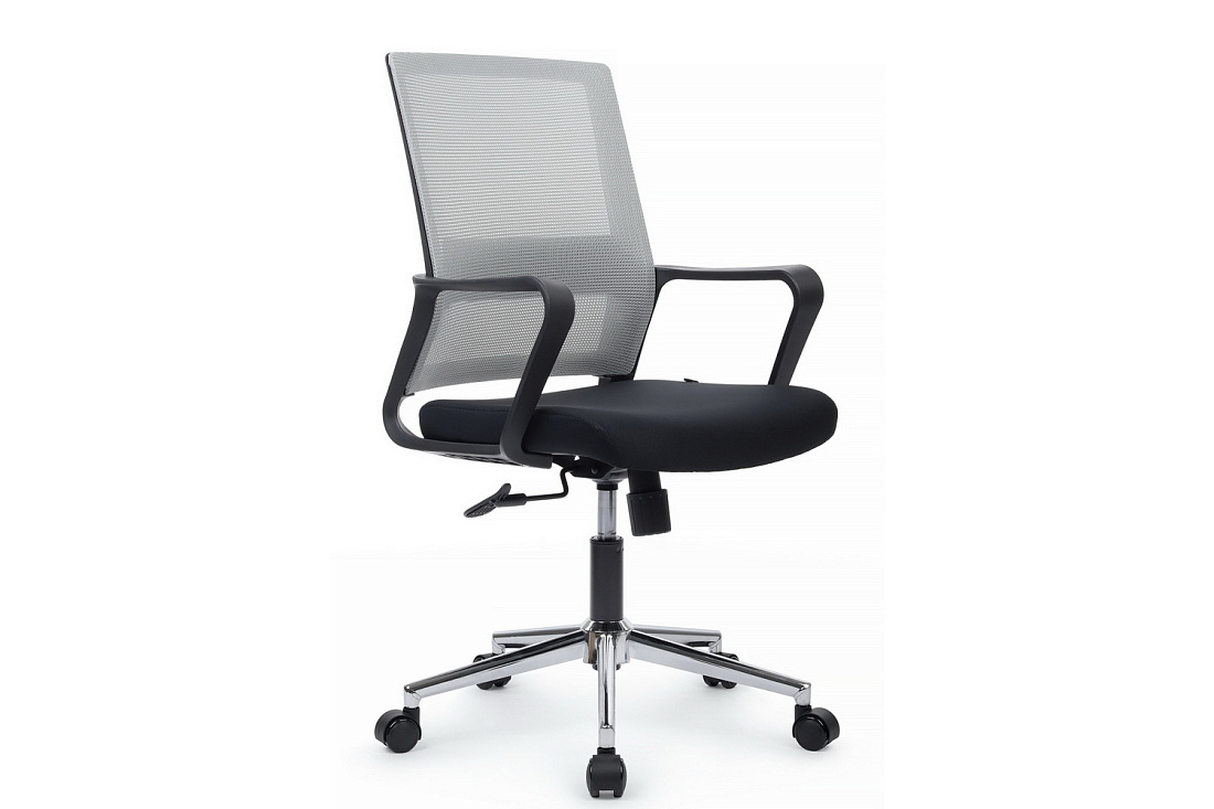 кресло rv chair mint m1029mbe серая сетка / чёрная ткань фото