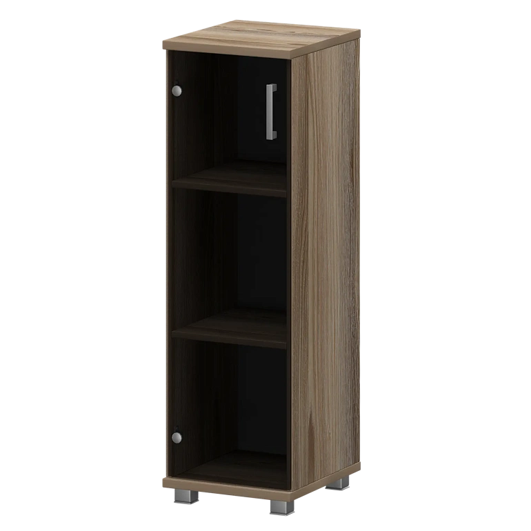 стеллаж низкий узкий закрытый со стеклянным фасадом protech "нт-440;нт-601стл" дуб сафари фото