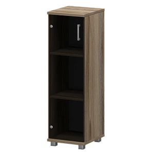 Стеллаж низкий узкий закрытый со стеклянным фасадом Protech "НТ-440;НТ-601стл" Дуб сафари фото