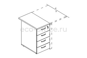 Тумба приставная 4-х ящичная с замком ALBERO А4 9221 Мокко Премиум фото