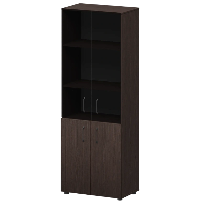 стеллаж комбинированный с стеклянными фасадами protech к-934,к-942,к-946,кф-942,кф-946 дуб венге фото