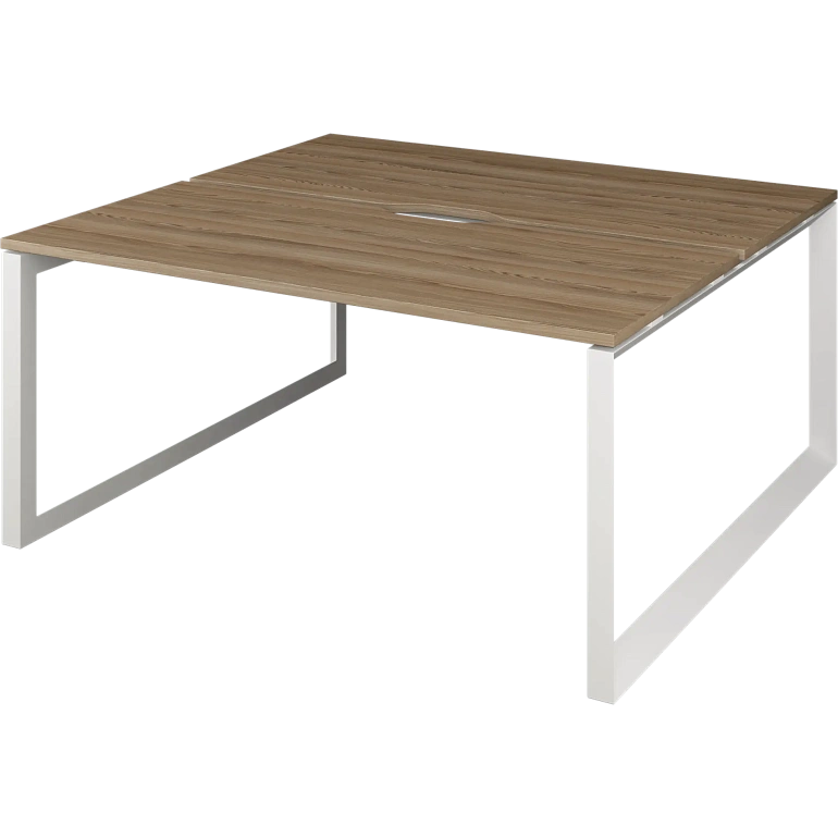 бенч двойной на 2 рабочих места на металлокаркасе protech нтмп.о.б2-160 дуб сафари/белый фото