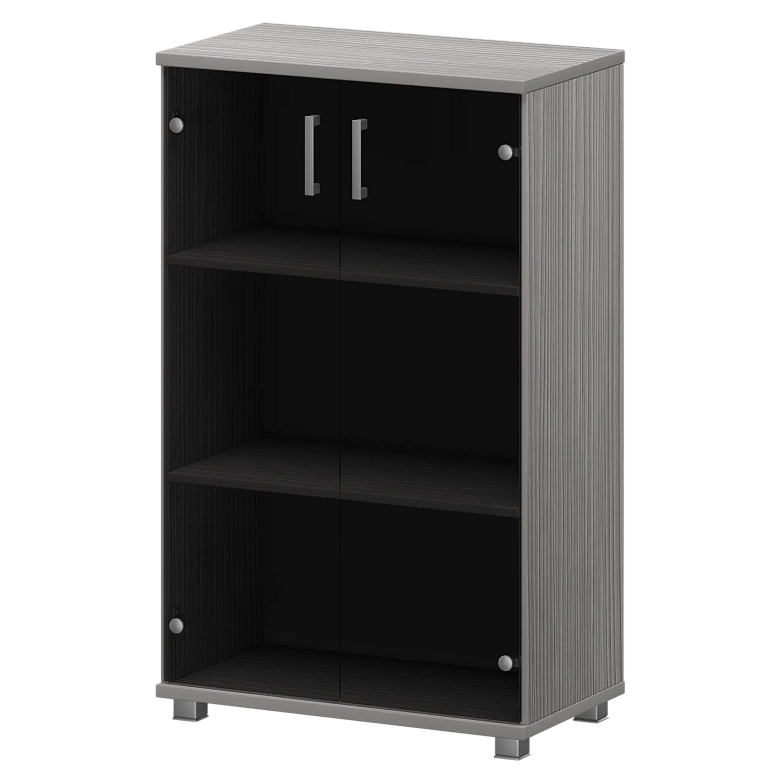 стеллаж низкий закрытый со стеклянными фасадами protech "нт-480;нт-601.2стл" лиственница фото