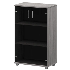 Стеллаж низкий закрытый со стеклянными фасадами Protech "НТ-480;НТ-601.2стл" Лиственница фото