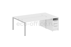 Рабочая станция с опорной тумбой METAL SYSTEM STYLE БП.РС-СТП-2.5 Белый / Серый металл фото