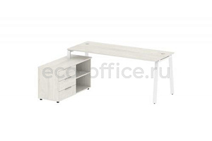 Рабочая станция с опорной тумбой METAL SYSTEM STYLE БА.РС-СТС-2.5 (L) Дуб Наварра / Белый металл фото