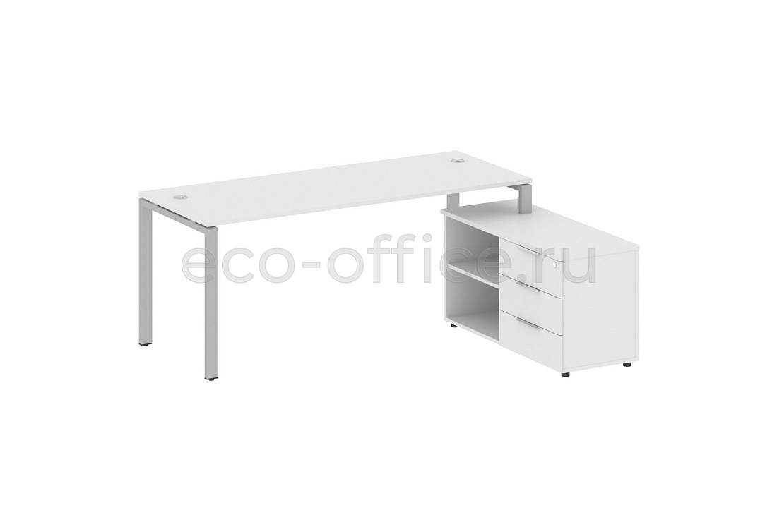 Рабочая станция с опорной тумбой METAL SYSTEM STYLE БП.РС-СТС-2.5 (R) Белый / Серый металл  стоимость