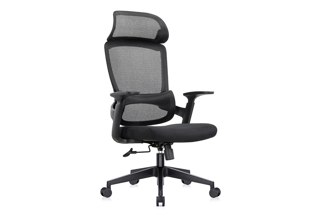 кресло руководителя rv chair job 6246a чёрная сетка / чёрная ткань фото