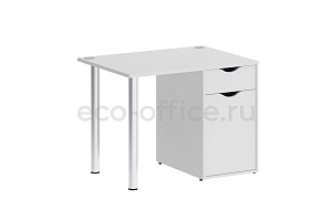 Стол на металлических опорах с тумбой HomeOffice VR.SP-3-98.1 Белый фото