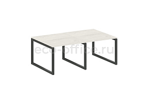 Стол переговорный (2 столешницы) METAL SYSTEM QUATTRO 5x5 50БО.ПРГ-2.1 Дуб Наварра / Антрацит металл фото