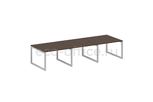 Стол переговорный (3 столешницы) METAL SYSTEM QUATTRO 5x5 50БО.ПРГ-3.2 Венге Цаво / Серый металл фото