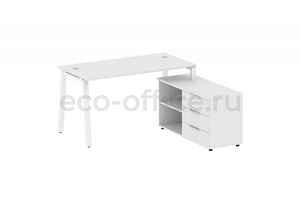 Рабочая станция с опорной тумбой METAL SYSTEM STYLE БА.РС-СТС-2.3 (R) Белый / Белый металл фото