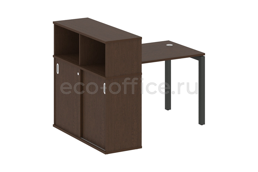 Стол письменный с опорным шкафом-купе METAL SYSTEM QUATTRO 5x5 50БП.РС-СШК-3.1 Венге Цаво / Антрацит металл купить в Москве