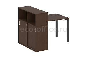 Стол письменный с опорным шкафом-купе METAL SYSTEM QUATTRO 5x5 50БП.РС-СШК-3.1 Венге Цаво / Антрацит металл фото