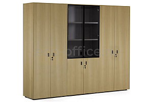 Шкаф комби х2 + гардероб + для бумаг ENZO 109 733 ECL-L 01 Эвкалипт Светлый / Чёрный металл фото