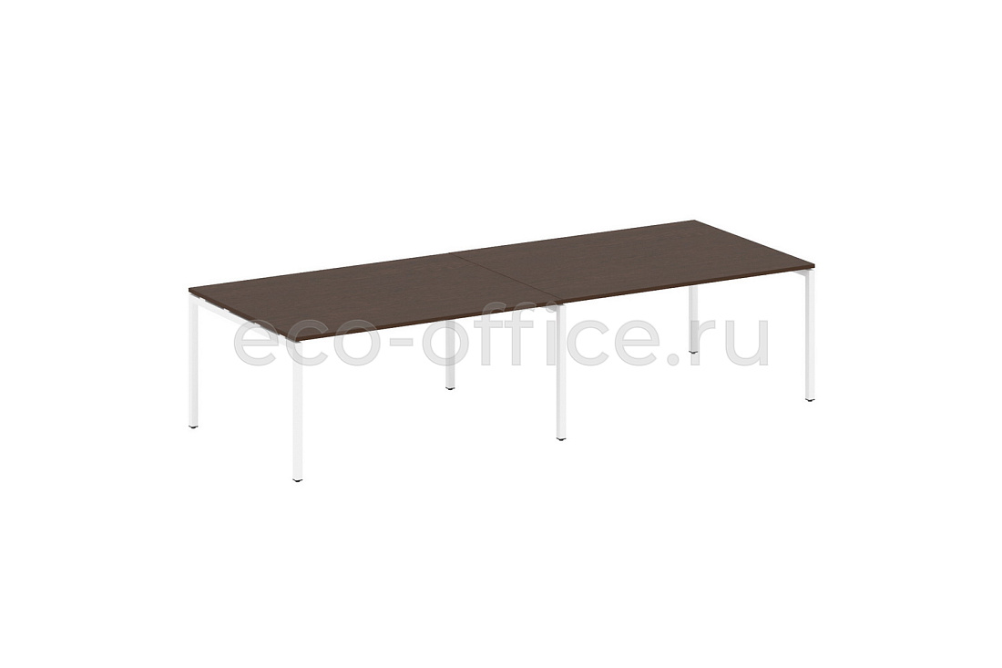 Стол переговорный (2 столешницы) METAL SYSTEM QUATTRO 4x4 40БП.ПРГ-2.4 Венге Цаво / Белый металл  стоимость