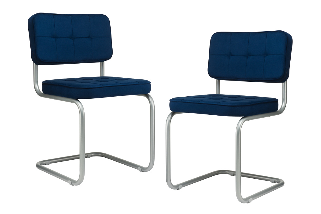 комплект конференц-кресел eco-chair colombo comfort clm-05 синий велюр / серый металл фото