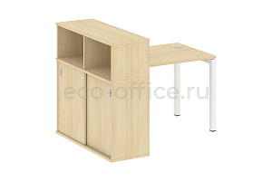 Стол письменный с опорным шкафом-купе METAL SYSTEM QUATTRO 5x5 50БП.РС-СШК-3.1 Акация Лорка / Белый металл фото