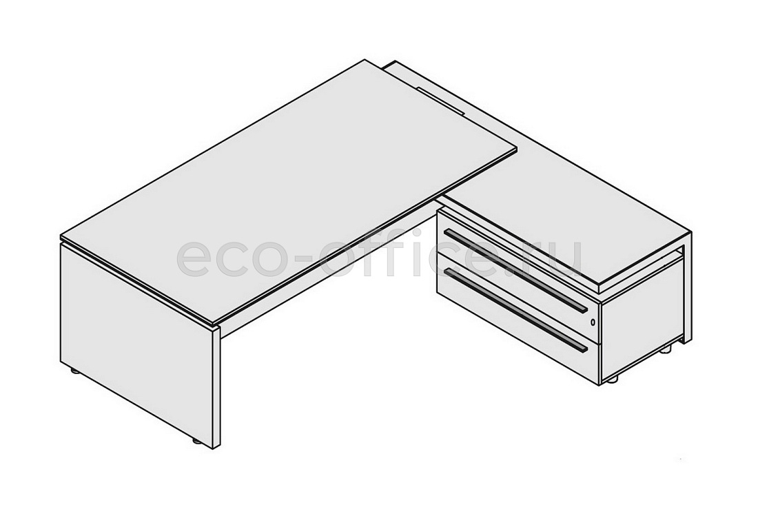 Стол руководителя с правой приставкой (с top access) E.O.S. 118215 Light Poplar (Cod.64)  стоимость