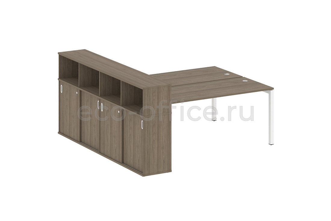 Рабочая станция с опорным шкафом-купе METAL SYSTEM QUATTRO 5x5 50БП.РС-СШК-4.5 Вяз Благородный / Белый металл  стоимость