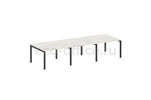 Стол переговорный (3 столешницы) METAL SYSTEM QUATTRO 5x5 50БП.ПРГ-3.2 Дуб Наварра / Антрацит металл фото