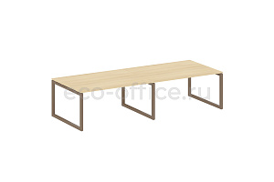 Стол переговорный (2 столешницы) METAL SYSTEM QUATTRO 5x5 50БО.ПРГ-2.4 Акация Лорка / Мокко металл фото