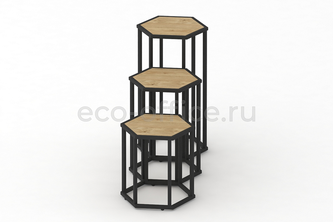 Стол журнальный HEX-800 Тиквуд Светлый / Чёрный металл  стоимость