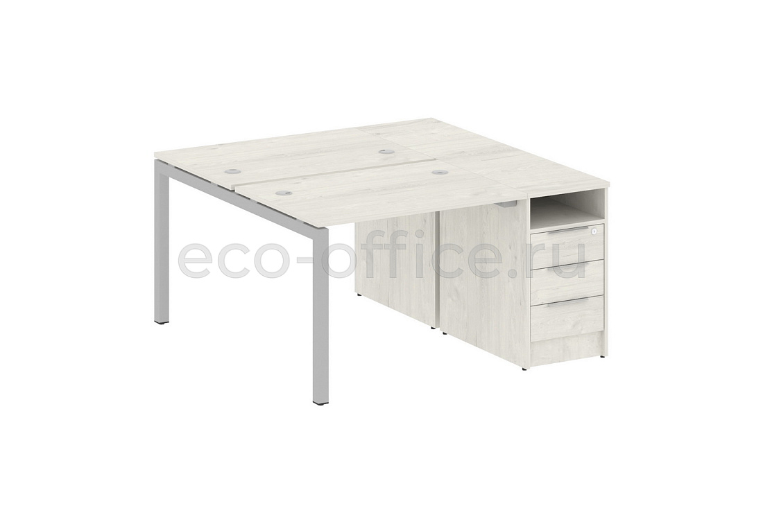 Рабочая станция с опорной тумбой METAL SYSTEM QUATTRO 5x5 50БП.РС-СТП-2.1 Дуб Наварра / Серый металл купить в Москве