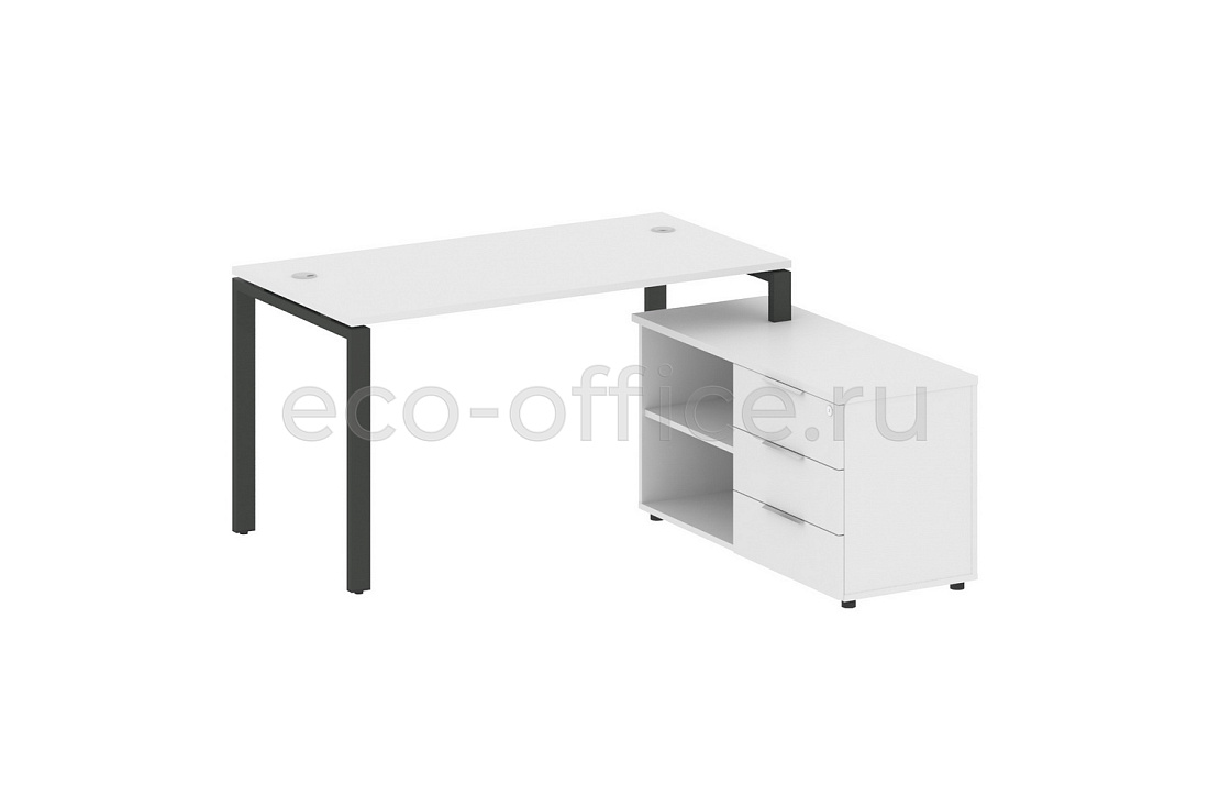 Рабочая станция с опорной тумбой METAL SYSTEM STYLE БП.РС-СТС-2.3 (R) Белый / Антрацит металл  стоимость