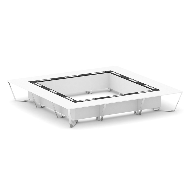 стол переговорный квадратный steel meet mm-pr.b.sp-24k белый бриллиант/графит глянец/нержавеющая сталь/хром фото