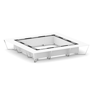 Стол переговорный квадратный STEEL MEET MM-PR.B.SP-24K Белый Бриллиант/Графит Глянец/Нержавеющая Сталь/Хром фото