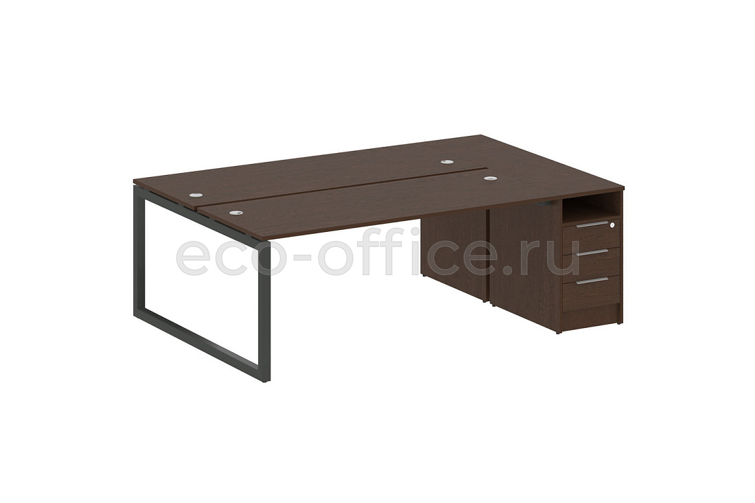 Рабочая станция с опорной тумбой METAL SYSTEM QUATTRO 5x5 50БО.РС-СТП-2.5 Венге Цаво / Антрацит металл  стоимость