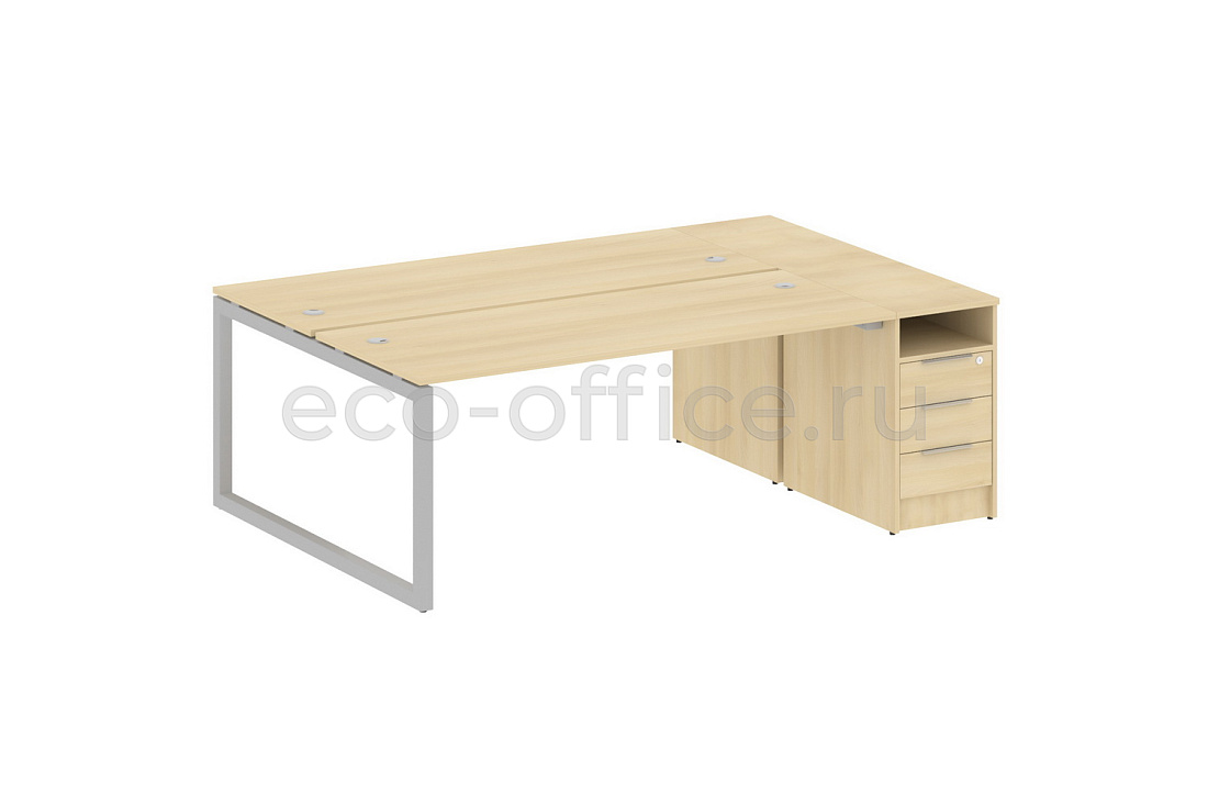Рабочая станция с опорной тумбой METAL SYSTEM QUATTRO 5x5 50БО.РС-СТП-2.5 Акация Лорка / Серый металл  стоимость