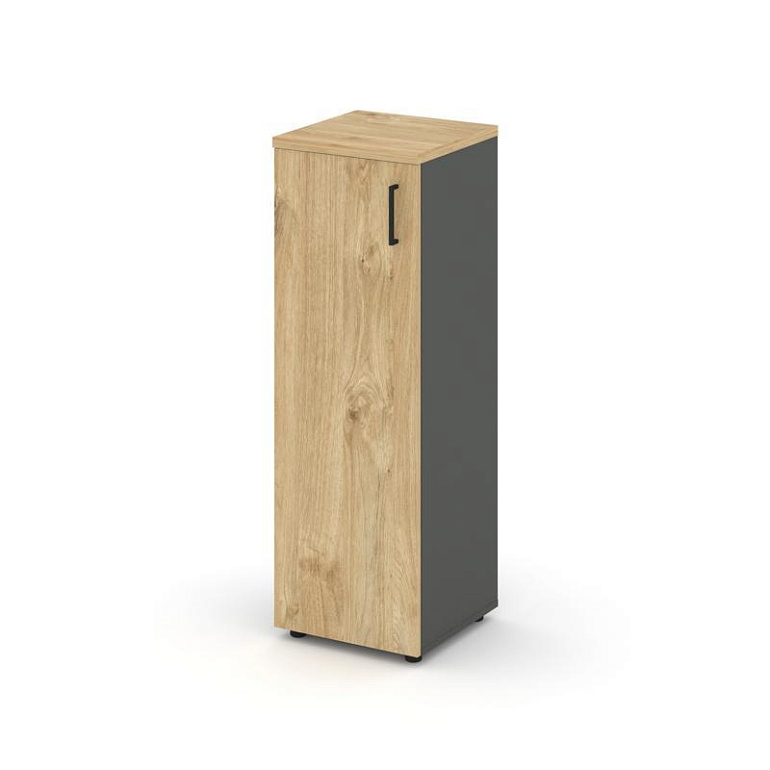 шкаф средний узкий style project sn.stu-204(l) антрацит/тиквуд светлый/черный ручки фото