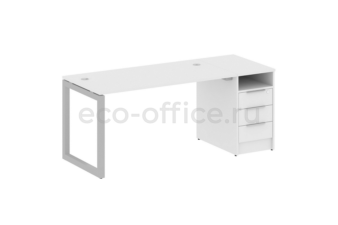 Рабочая станция с опорной тумбой METAL SYSTEM QUATTRO 5x5 50БО.РС-СТП-1.3 Белый / Серый металл  стоимость