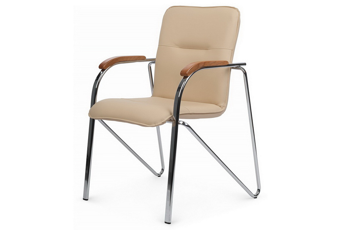 конференц-кресло rv chair самба на гальванических опорах smb-02h бежевая экокожа фото