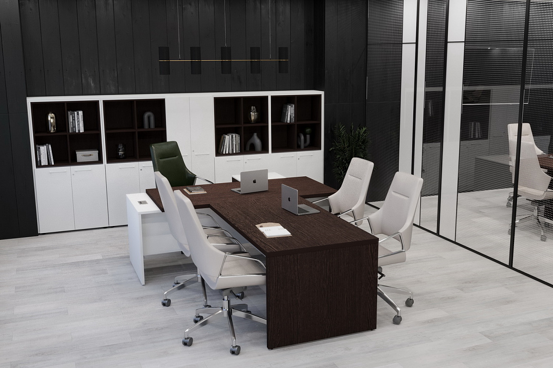 кабинет руководителя кортез дуб венге / белый фото