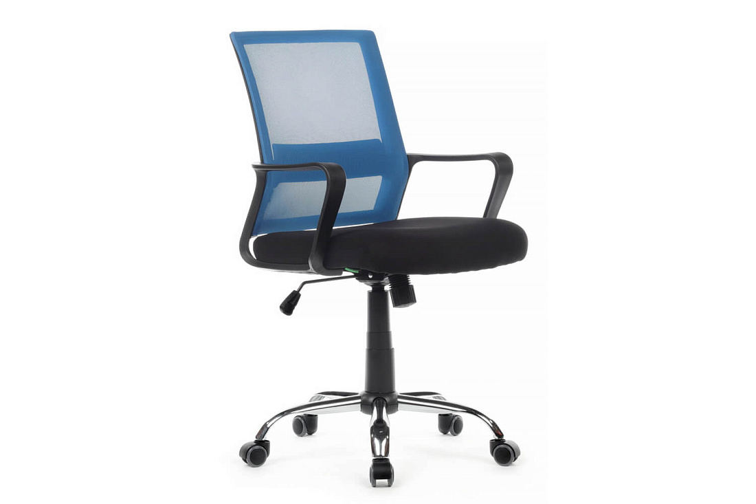 кресло rv chair mint 1029mb синяя сетка / чёрная ткань фото