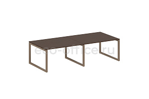 Стол переговорный (2 столешницы) METAL SYSTEM QUATTRO 5x5 50БО.ПРГ-2.3 Венге Цаво / Мокко металл фото