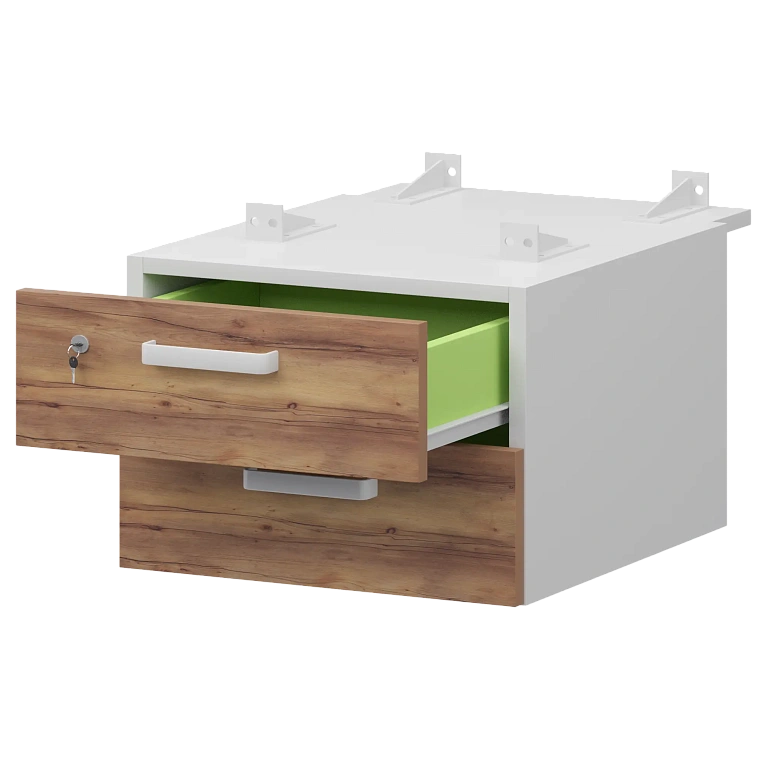 тумба подвесная для столов на м/каркасе гл.730 мм protech смт-2пд.73 белый/таксония фото