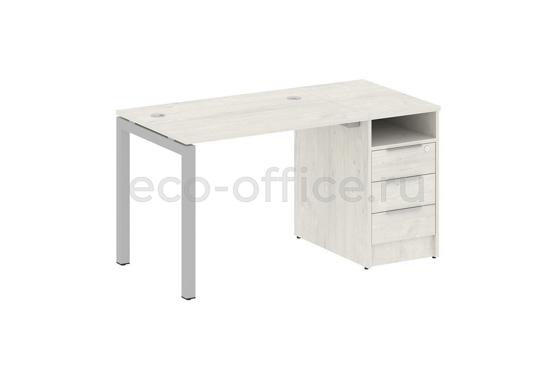 Рабочая станция с опорной тумбой METAL SYSTEM QUATTRO 5x5 50БП.РС-СТП-1.1 Дуб Наварра / Серый металл купить в Москве