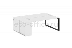 Рабочая станция с опорным шкафом-купе METAL SYSTEM QUATTRO 5x5 50БО.РС-СШК-1.5 Белый / Антрацит металл фото