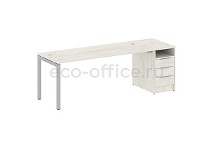 Рабочая станция с опорной тумбой METAL SYSTEM QUATTRO 5x5 50БП.РС-СТП-1.5 Дуб Наварра / Серый металл фото